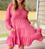 Baby Pink Tiered Dress