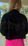 Black suede fringe jacket