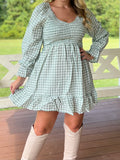 Little Checkered Sage Dress