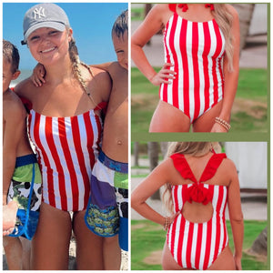 Red/White Stripe SwimSuit