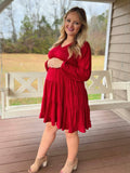 Bright Red Tiered Dress
