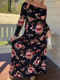 Black Floral Off-Shoulder Dress
