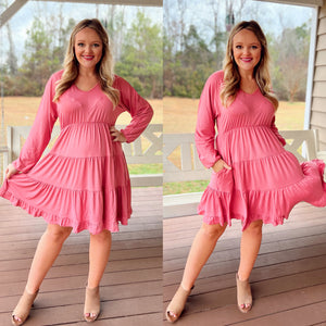 Baby Pink Tiered Dress