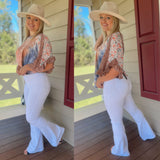 All White high waisted Flares