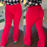 Red High waisted  Flares