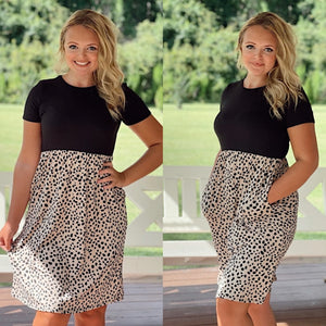 “Black/Khaki Dalmatian” Dress