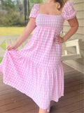 “Charleston” Checkered Pink Dress