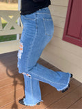 Distressed Straight Leg Blue-Jeans
