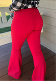 Red High waisted  Flares