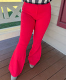 Red High waisted  Flares